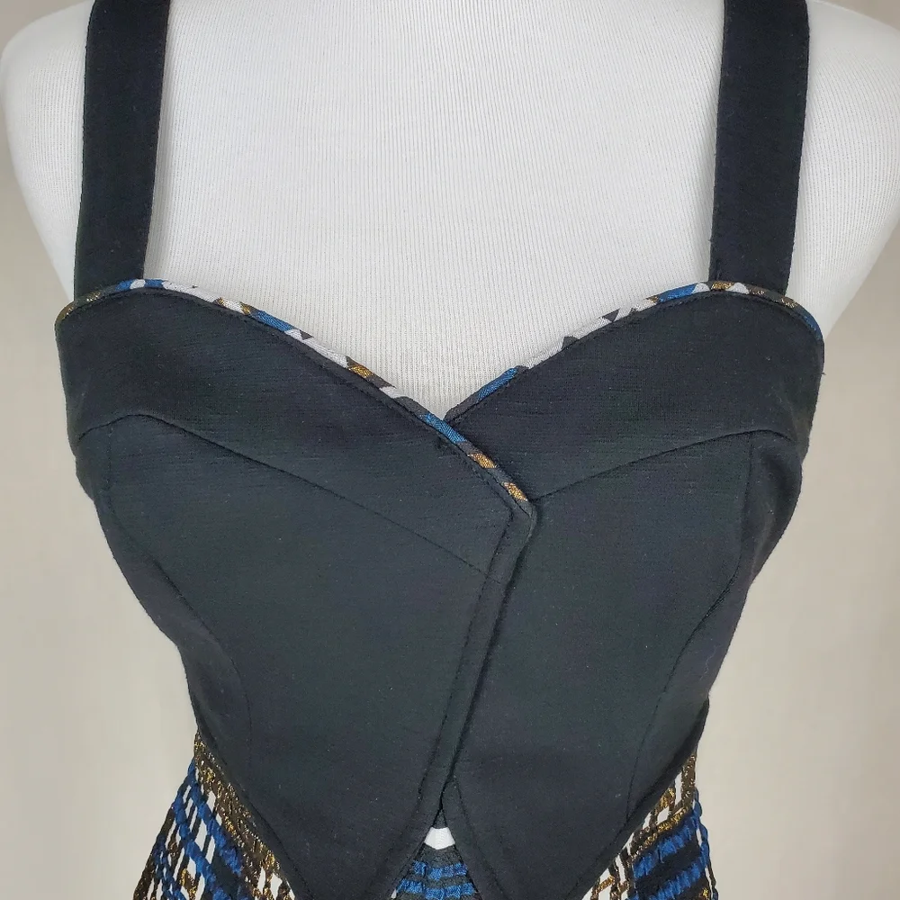 NWT Anthropologie Nathalie Peplum Metallic Plaid Top By Deletta SZ XS Academia - Picture 14 of 14